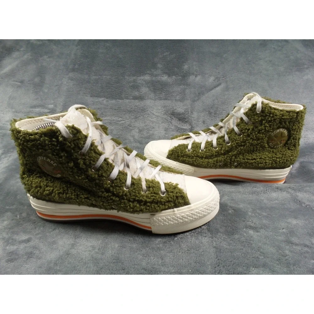 Converse Shoes Kids Size 4 Green All Star Sherpa EVA Platform High‎ Dark Moss